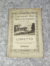 Vintage 1925 Cincinnati Zoo Opera Company Libretto - Dinorah Isaac Van Grove NY picture