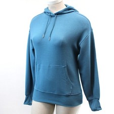 ATHLETA Blue Textured Pockets Hoodie Sweatshirt Medium Tall picture