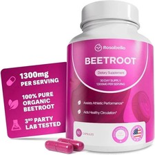 Rosabella Organic Beet Root Capsules for Circulation and Vitality Support60ct picture
