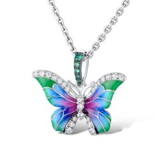 Multicolor Butterfly Necklace Sterling Silver for Women and Girls picture