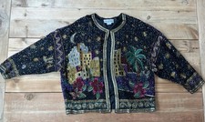 Vintage Together 80’s Hand Beaded Sequin Jacket Cityscape EveningArt Wear Med picture