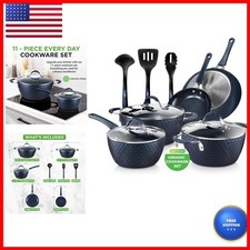 NutriChef NCCW11DS 11 Piece Pots and Pans Set - Diamond Blue picture