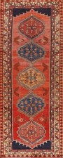 Vintage Wool Rust Tribal Geometric Traditional Handmade 11 ft Runner Rug 4x11 picture