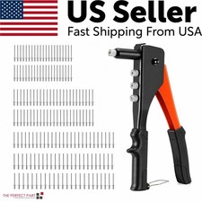 4-in-1 Hand Riveter Rivet Gun Pop Rivet Tool Kit With 200 Rivets Steel 3/32 Inch picture
