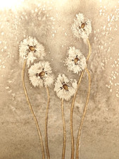 Original Watercolor Painting 13x15 in Dandelion Flowers  Spring Art  Wall Art picture