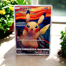 Pokemon Pikachu MUNCH Scream Promo Gold Metal Card Collectible Gift/Display picture