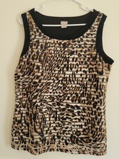 Chico's Travelers Women's Tank Size 2 Animal Print Scoop Neck Knit picture