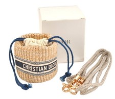 Authentic Christian Dior Shoulder Mini Pouch Straw Beige Box AC901 picture
