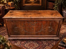 Antique Large Wooden Chest Carved Blanket Box Coffer Storage Trunk Solid Wood picture