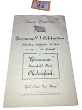 Vintage 1945 VJ Day Souvenir Programme Greenways Chelmsford Celebrations WWII picture