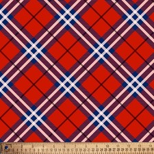 Checkered Plaid Red Fleece Fabric - 60