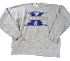 Vintage Xavier University Sweater Mens XL Gray Big Logo Sweatshirt Made USA Crew picture