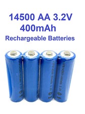 4-PCS 14500 LiFePO4 AA 3.2V 400mAh Rechargeable Batteries Solar Lights IFR14500 picture
