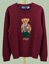 Polo Ralph Lauren Polo Bear Wool Cashmere Sweater Aged Wine Heather NWT Large picture