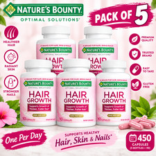 5 Pack Hair Growth Nature Bounty Support – Essential Vitamins 90 Capsules picture