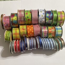 40 Rolls Assorted Ribbon Lot New Mixed Colors Sizes Patterns Craft Floral Gift picture