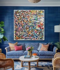 NEW ABSTRACT ART ON CANVAS Original Acrylic Painting  BRIGHT SIGNED 62x60 picture