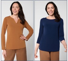 Susan Graver Women's Top Sz M Essentials Liquid Knit Tops Brown Smooth A732960 picture