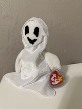 TY Beanie Baby Sheets Ghost 1999 Halloween Retired White Plush w/ Tag Protector picture