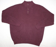 Vintage L.L. Bean Sweater Men's XL Fisherman Ribbed Knit Henley Mock Burgundy picture