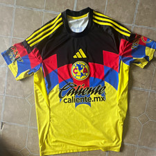 adidas Club América Soccer Jersey Size L Yellow/Black Caliente.mx Corona picture