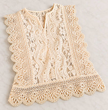 Zara Women’s Large Ivory Guipure Lace Blouse Scalloped Hem Boho Top picture