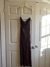 Anthropologie The Tilda Slip Dress Size S Black Red Strawberry Midi picture