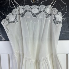 Vintage Henri Pierre Nightgown XL White Lace Floral Bridal Cottagecore Maxi picture