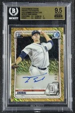 TARIK SKUBAL BGS 9.5 2020 BOWMAN CHROME 1ST RC AUTO GOLD SHIMMER REFRACTOR 28/50 picture