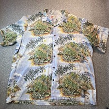 VTG HILO HATTIE THE HAWAIIAN Original Shirt Palm Tree Island Blue-Sz. 4XL picture