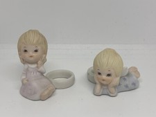 Vintage Lefton Angel Baby Candlestick Hugger Set Numbered 03427 picture