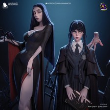Morticia & Wednesday Gothic Legacy  1/8 Resin Diorama Kit  Unpainted Display Set picture