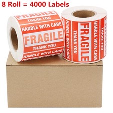 8 Rolls 500/Roll 2x3 FRAGILE Stickers Handle With Care Thank you Shipping Labels picture