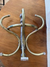 VIntage BRASS BARBERSHOP ~ WALL MOUNT HAT or COAT RACK w/ 6 Hooks picture