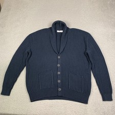 Inis Meain Cardigan Sweater 2XL Shawl Collar Ireland Organic Pima Cotton Blue picture