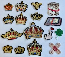 Iron-on embroidered patches crown money bag flower cherry hat bag emoji jacket picture