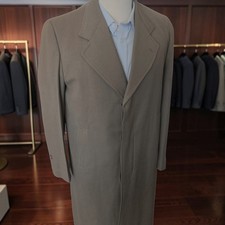 Vintage Bespoke 1940s Wool Overcoat 40L Gabardine Green Khaki Worsted Wool picture