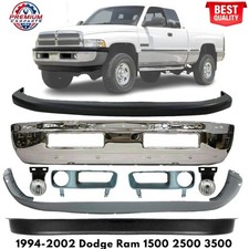 Front Bumper Chrome & Fog Lights Kit For 1994-2002 Dodge Ram 1500 2500 3500 picture