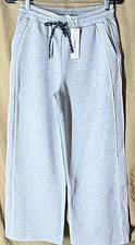 Habitual Women's Gray Fleece Wide-Leg Sweatpants Pockets Stretch XS picture