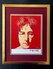 ANDY WARHOL GORGEOUS 1984 SIGNED JOHN LENNON PRINT MATTED TO  11X14  picture