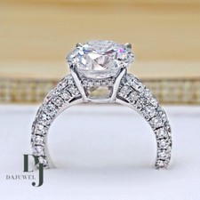 Moissanite Solitaire Engagement Ring Solid 14K White Gold 3.00 Ct Round Cut VVS1 picture