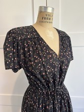 Christy Dawn The Simple Dawn Noir Tulips Floral Cotton Midi Dress V-Neck L picture