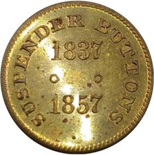 (1863) Aaron Whites Satirical Suspender Buttons Political Merchant Token picture