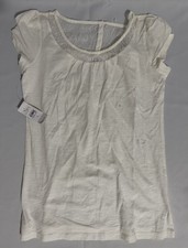 LOFT White top sz S NWT 4 button on Back See tru around Neck $29 picture
