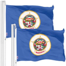 G128 2 Pack: Minnesota MN State Flag 3x5 Ft Printed 150D Poly, Indoor/Outdoor picture