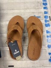 OluKai Tuahine Men’s Thong Sandals Brown Leather Waterproof US 11 EU 44 picture
