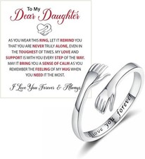 To My Daughter Hug Hope Rings, I Love You Foreve Motivational Stainless Steel Sp picture