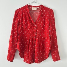 Maeve by anthropology red nautical anchor tunic blouse 4P picture