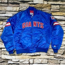 Vtg Starter New York Giants Satin Jacket Men's XL Blue NFL Bomber Snap VG picture