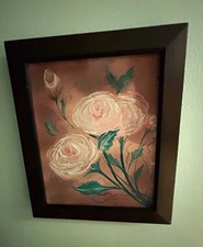 Framed Signed Small Canvas Still Life Roses Floral Painting picture